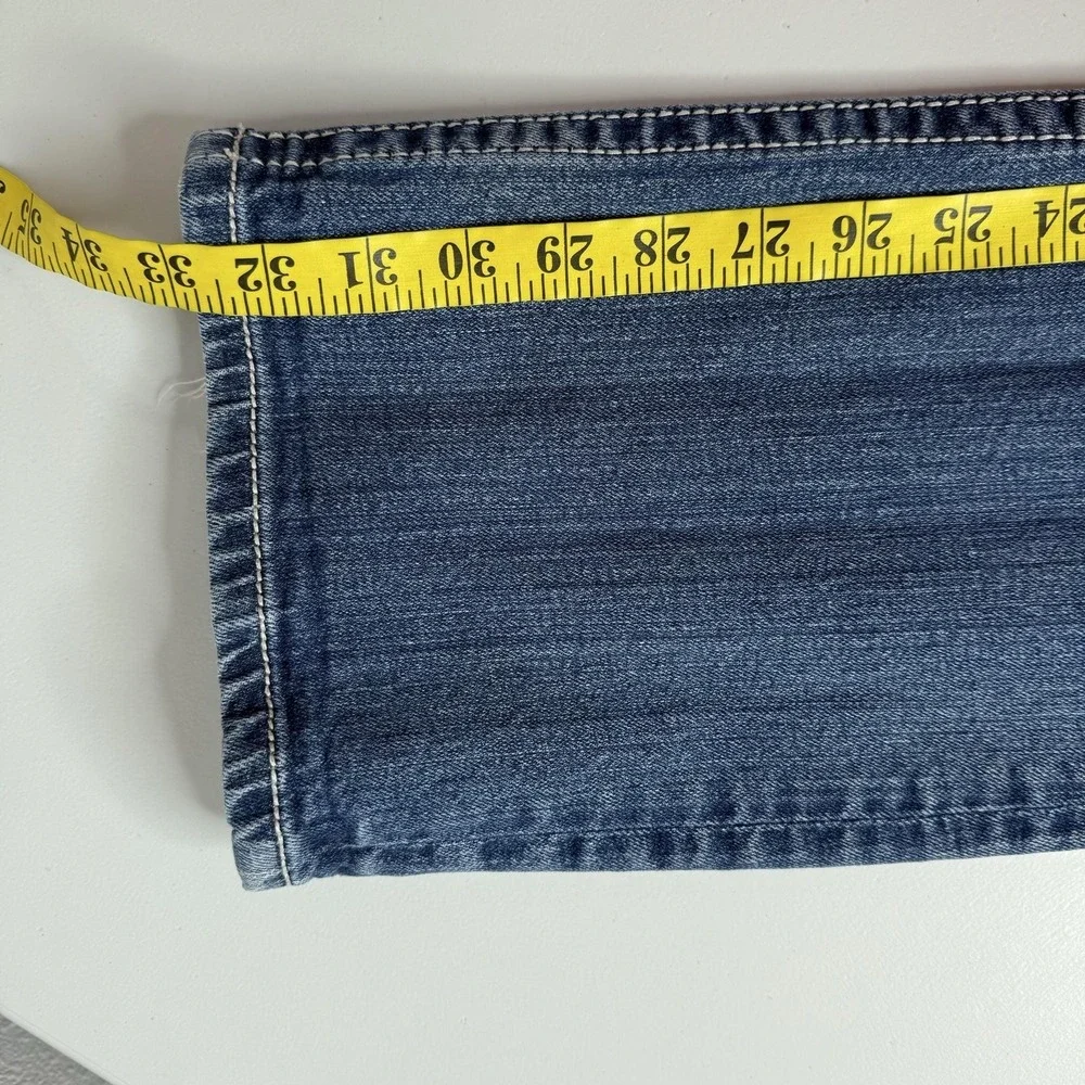 Miss Me Jeans Womens 31 Blue Bootcut Embroidered Distressed Stretch Mid‎ Rise